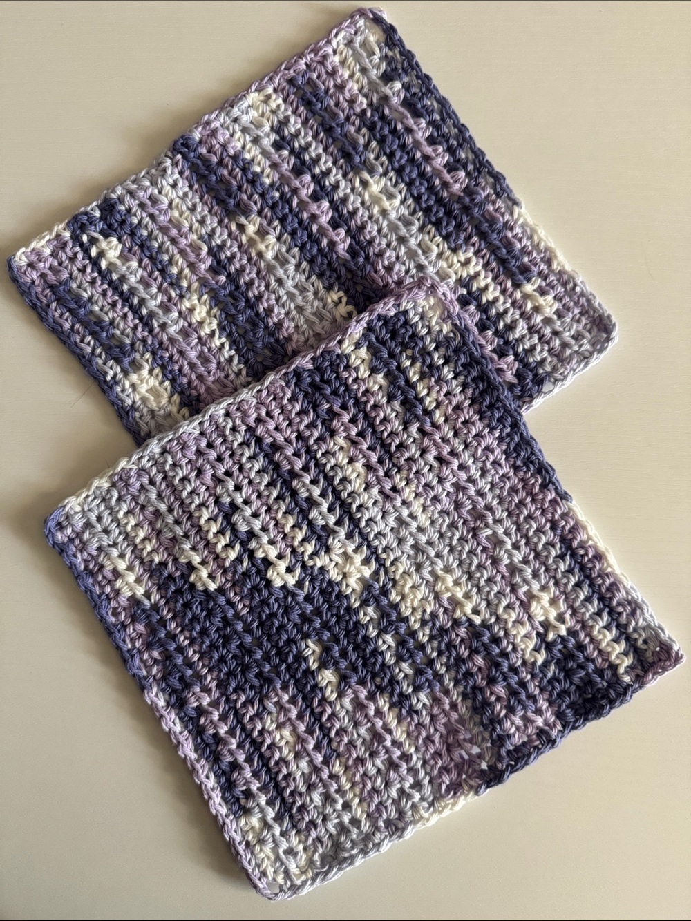 Handmade Lavender Multi-Color Crochet Washcloths Crochet Dishcloths  100% Cotton